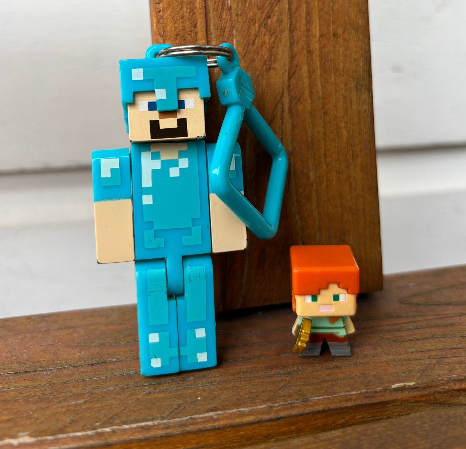 Minecraft tas sleutelhanger diamond Steve & Alex poppetje, Ophalen of Verzenden