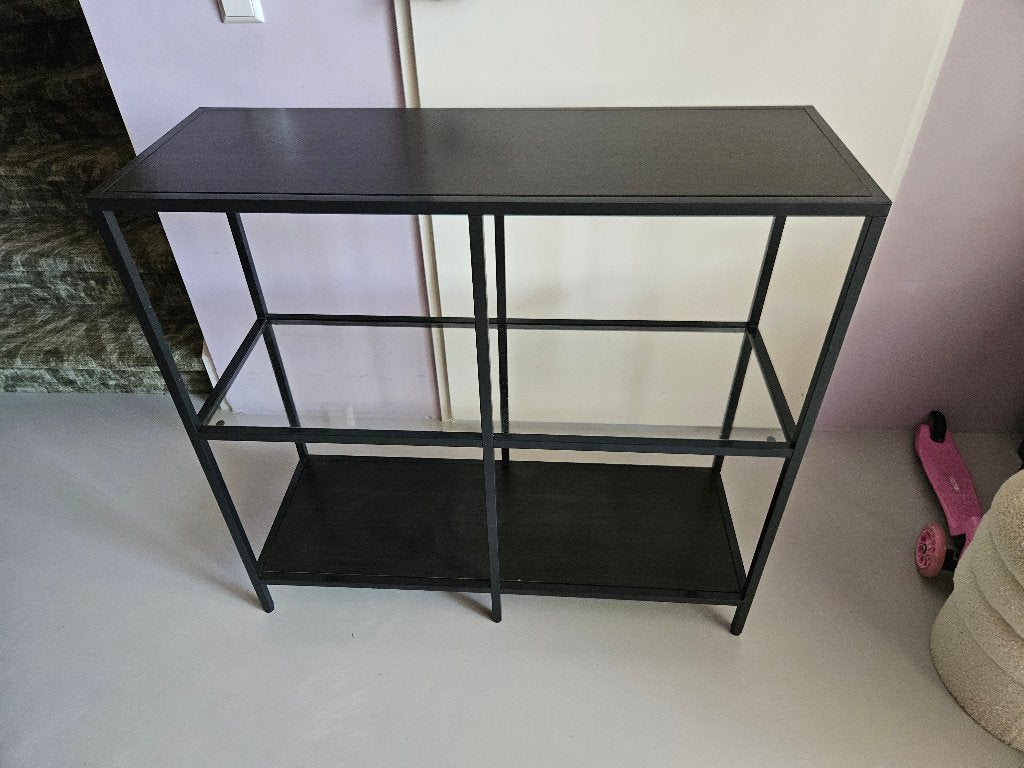 Zwart metalen kast, Huis en Inrichting, Ophalen, Met plank(en), Gebruikt, Industrieel, Modern