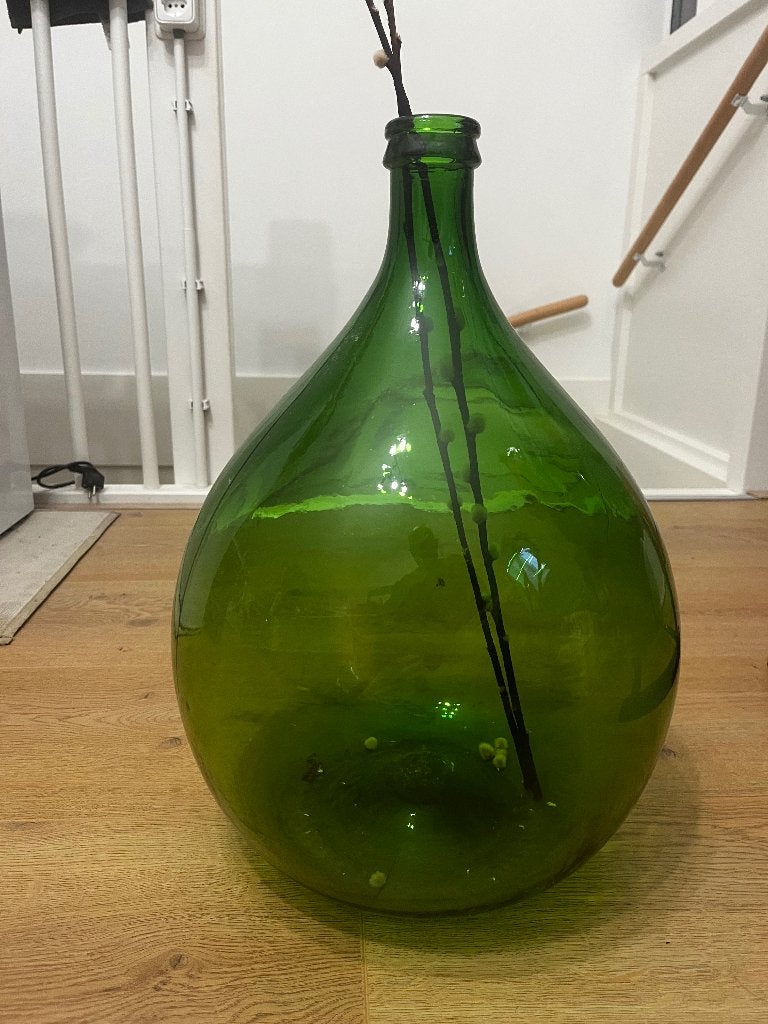 Italiaanse demijohns - Groene glazen pot, Antiek en Kunst, Ophalen