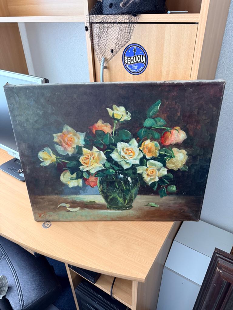 Bloemen stilleven in vaas - Schilder  Tilly MOES (1899-1979), Ophalen of Verzenden