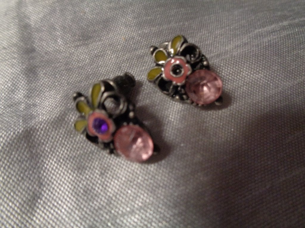 stekers met cloisonne en roze kristal nr or 0429, Met kristal, Overige materialen, Overige kleuren, Nieuw