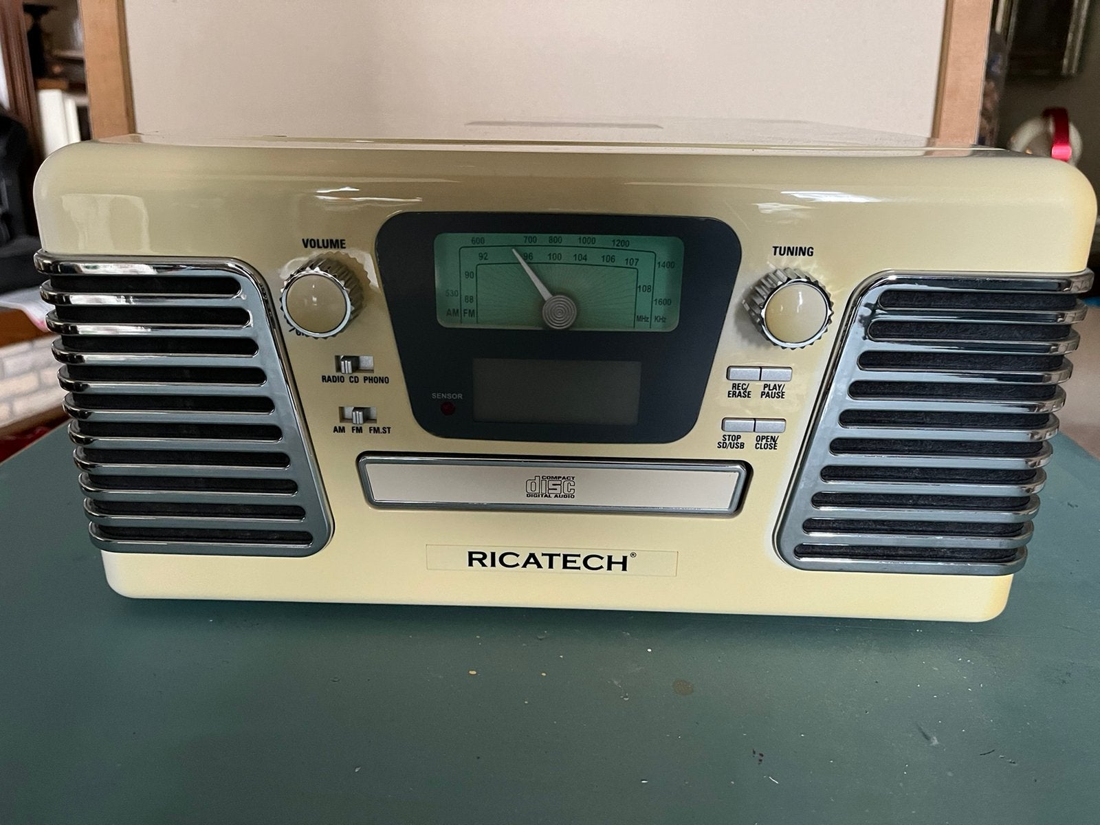 Vintage Ricatech AutoRama Radio CD Platenspeler USB SD Retro, Ophalen, Gebruikt