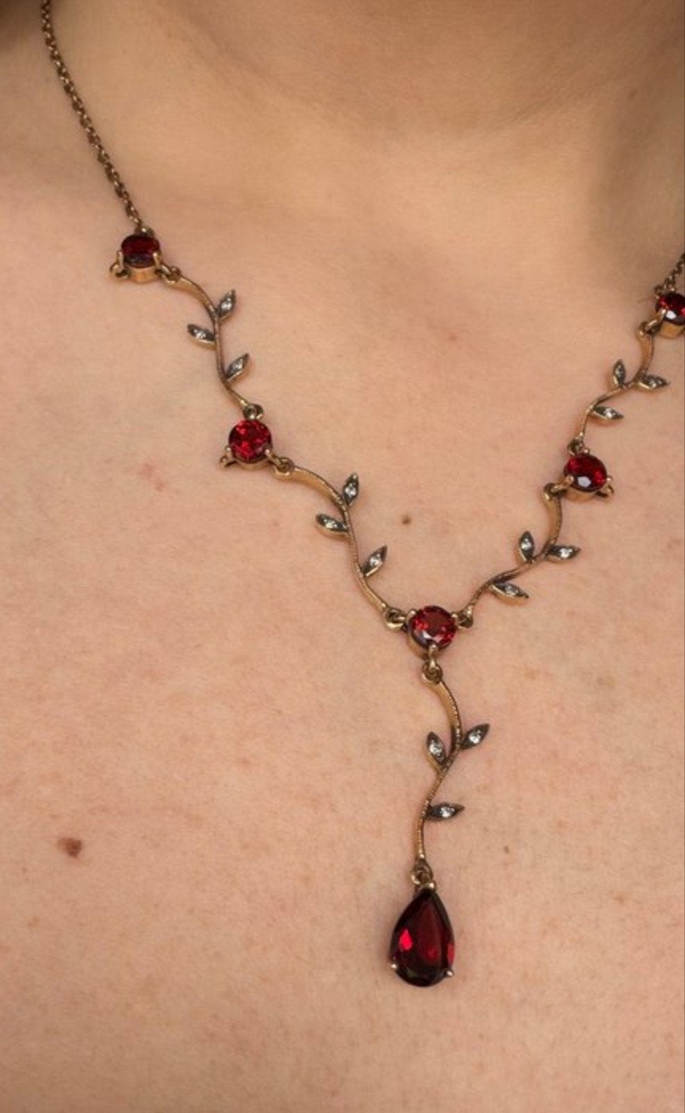 mooie antieke collier met granaat, Verzenden, Zo goed als nieuw, Goud, Goud