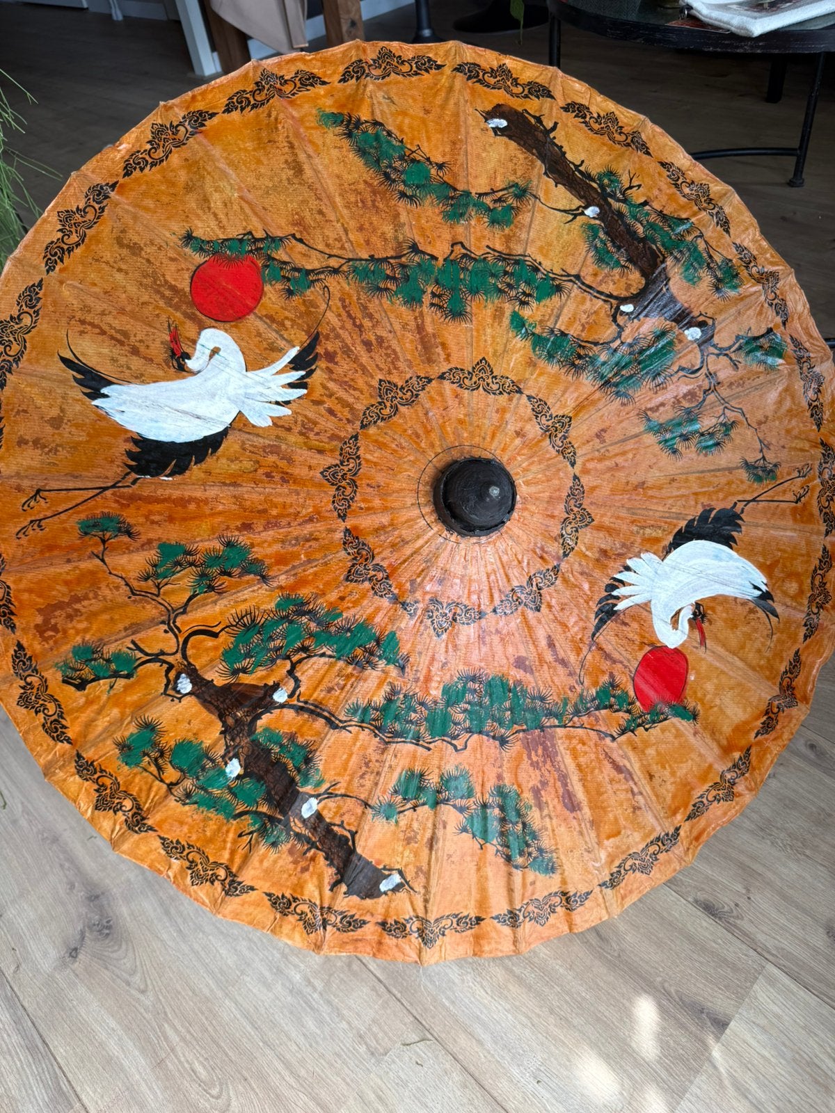 vintage Oosterse parasol van bamboe en papier, uit japan?, Ophalen of Verzenden