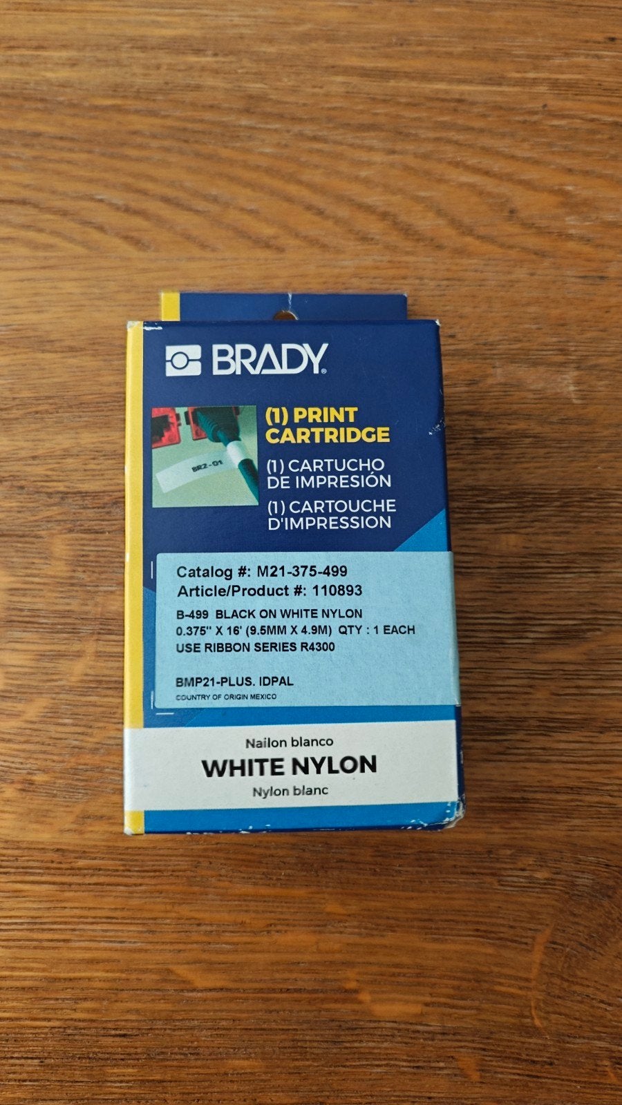 Brady BMP21/Plus/Lab Nylon Labeltape Zwart op Wit, Computers en Software, Labelprinters, Qwerty, Nieuw, Ophalen of Verzenden, Brady