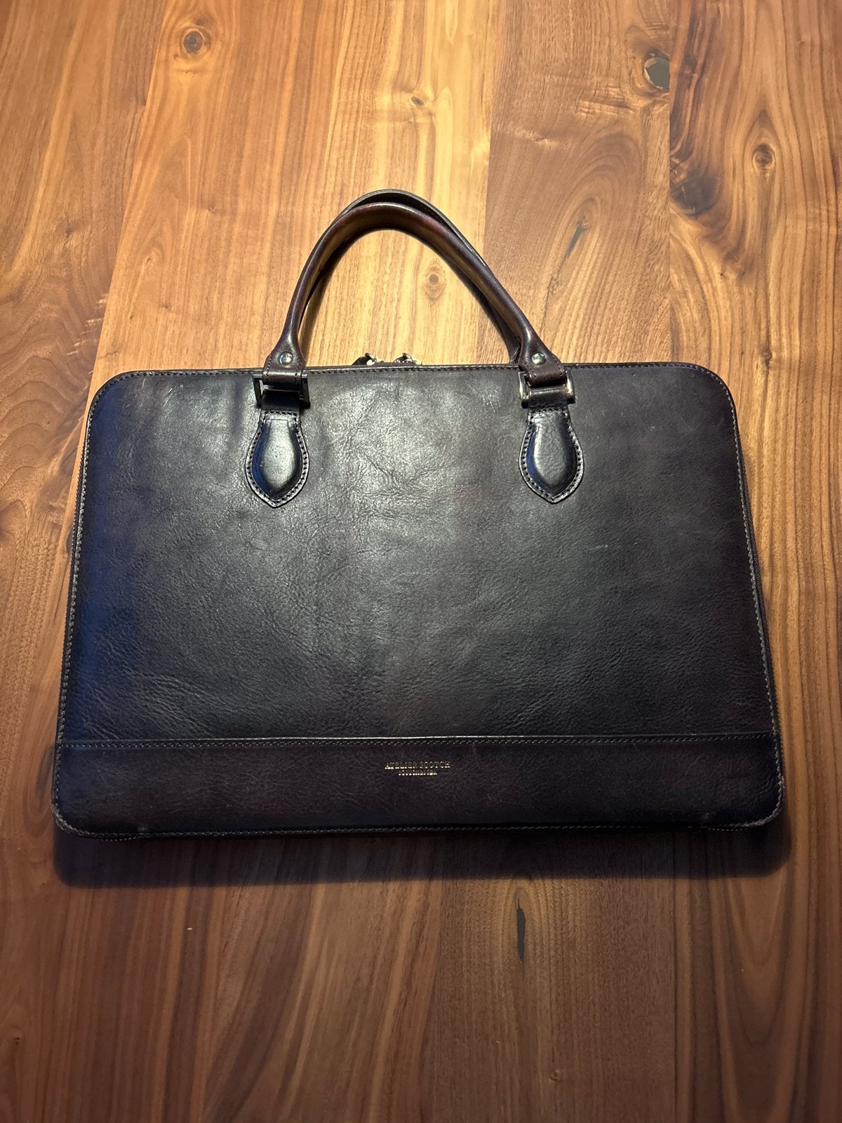 Atelier Scotch en Soda Leren Aktetas Laptoptas, Ophalen of Verzenden, Zo goed als nieuw, Bruin, Overige typen