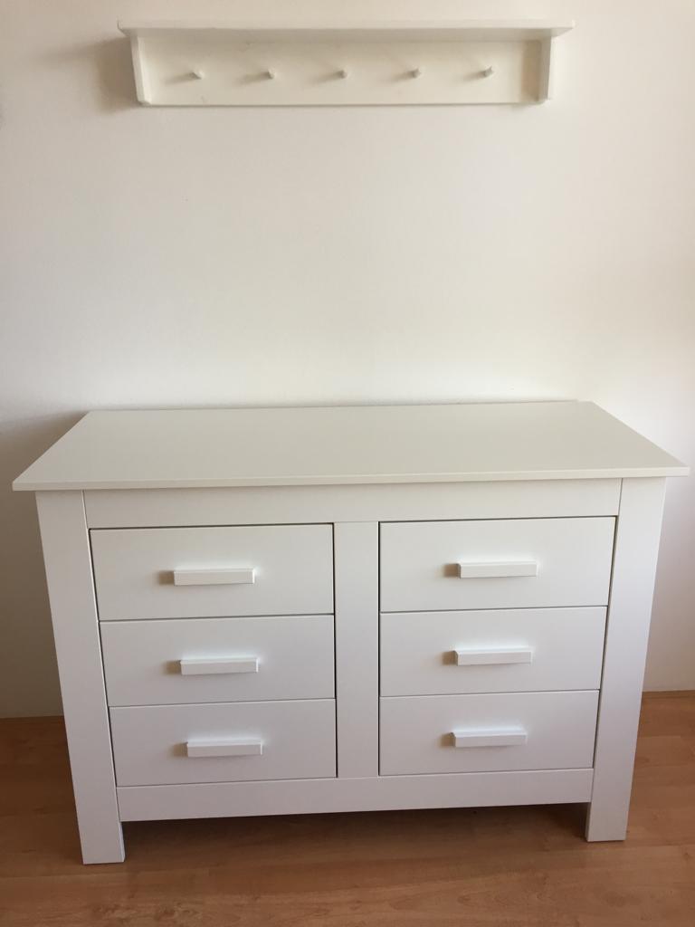 Bopita commode, wandplank, massief hout, wit, 6 rollades, Ophalen, Gebruikt, 50 tot 70 cm, 100 cm of meer