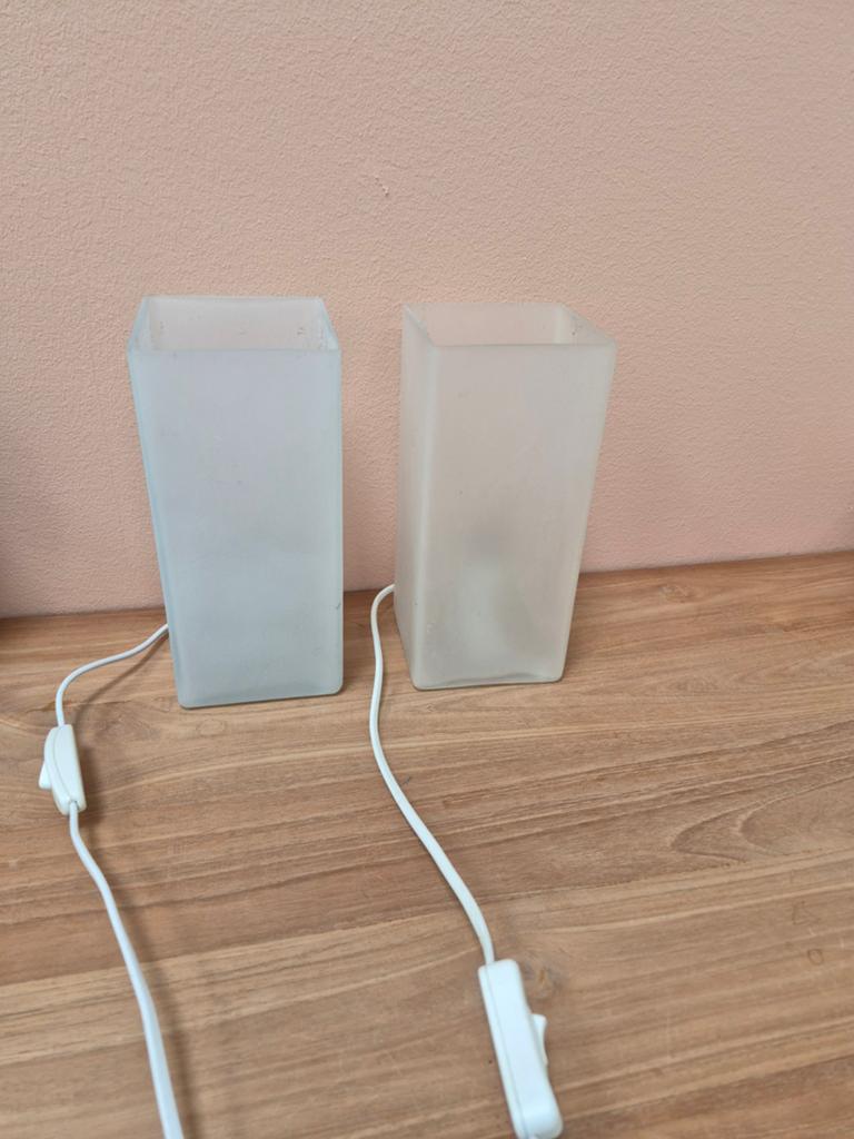2 Moderne glazen tafellampen - mat wit; IKEA Grönö, Ophalen, Zo goed als nieuw, Glas