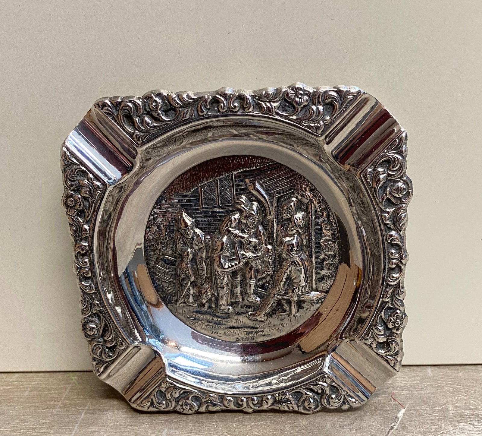Mooie verzilverde vintage asbak van Herbert Hooijkaas, Ophalen of Verzenden, Zilver