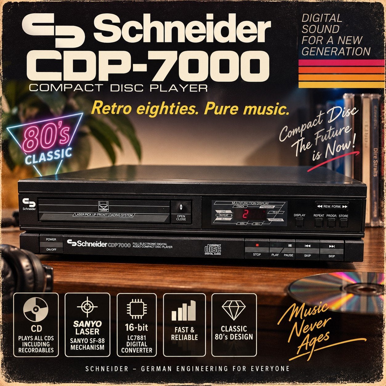 Schneider CDP-7000 reyro eighties CD speler, Overige merken, Gebruikt, Schneider, Ophalen of Verzenden