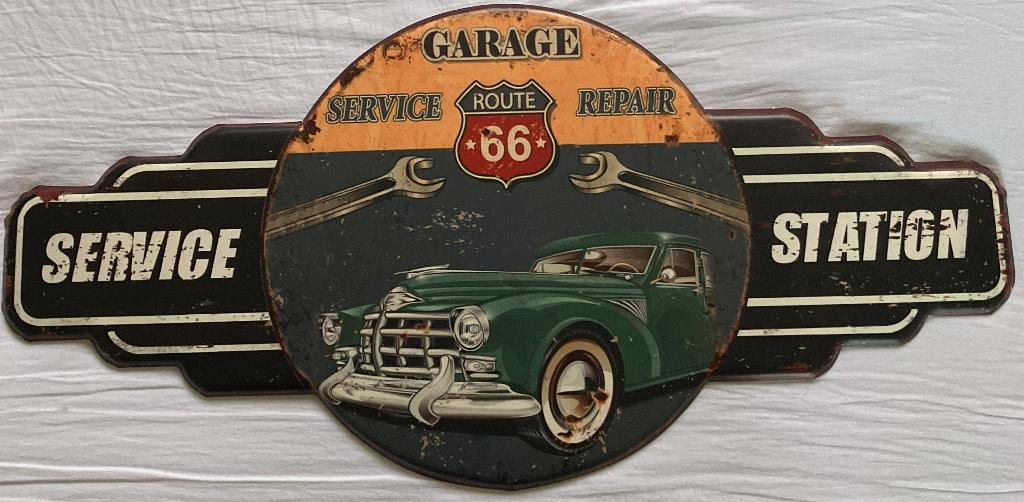 Metaal reclame bord Garage Service Route 66 Repair station, Verzenden, Zo goed als nieuw, Reclamebord