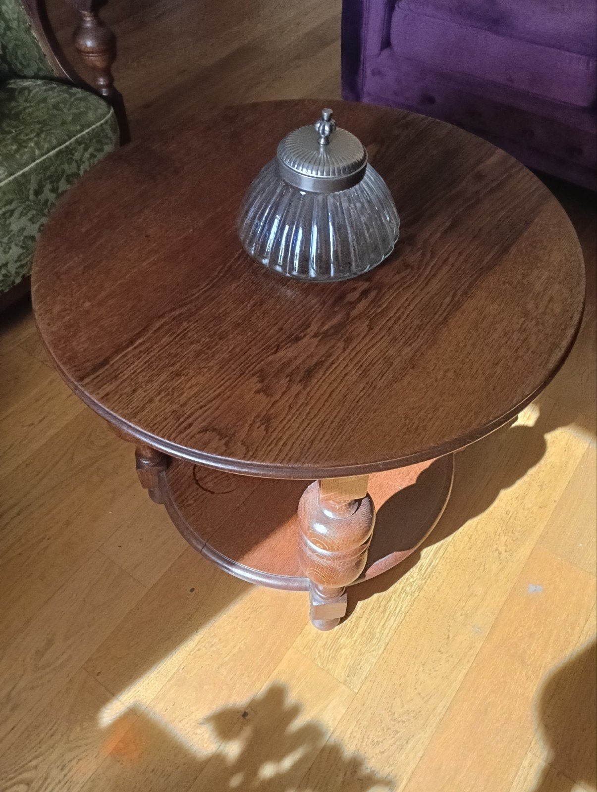 Antieke eiken ronde salontafel, Antiek en Kunst, Ophalen
