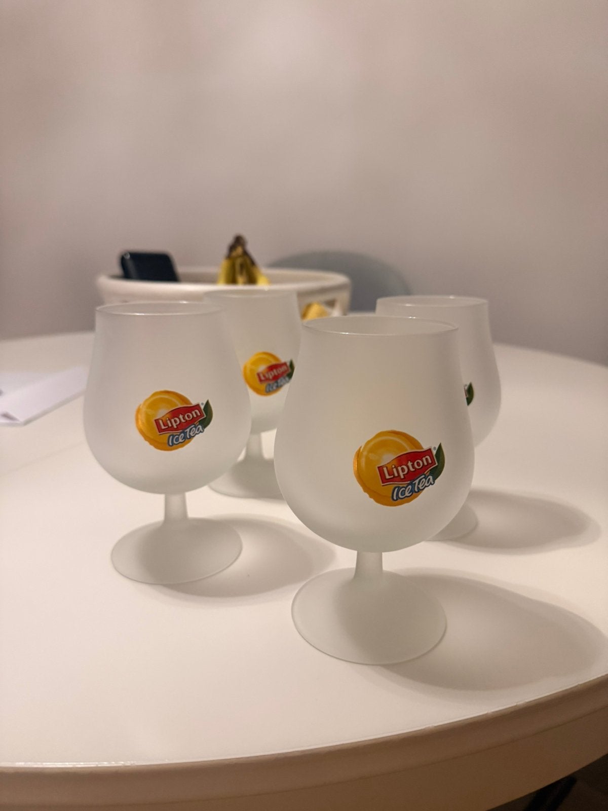 Lipton ice tea glazen, Ophalen of Verzenden, Zo goed als nieuw, Frisdrankglas