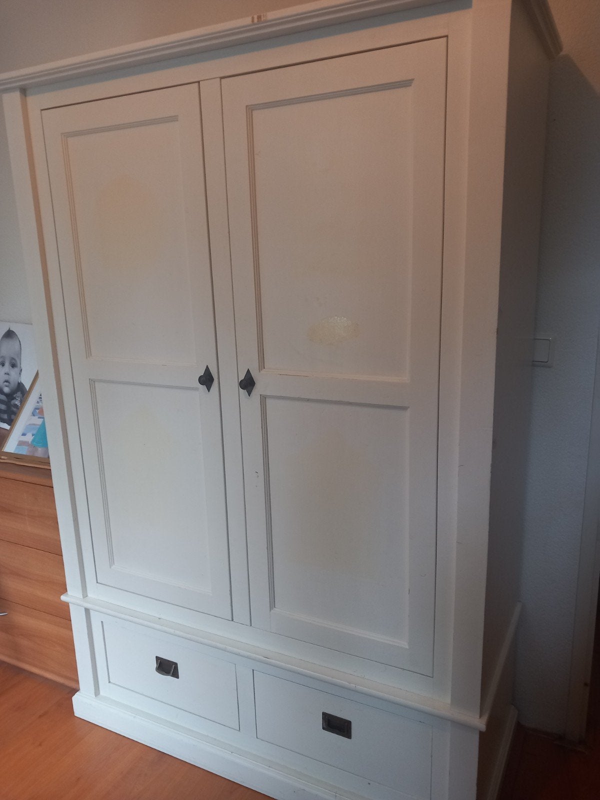 Witte kledingkast babykamer, Ophalen, Gebruikt, 100 tot 150 cm, Met lade(s)