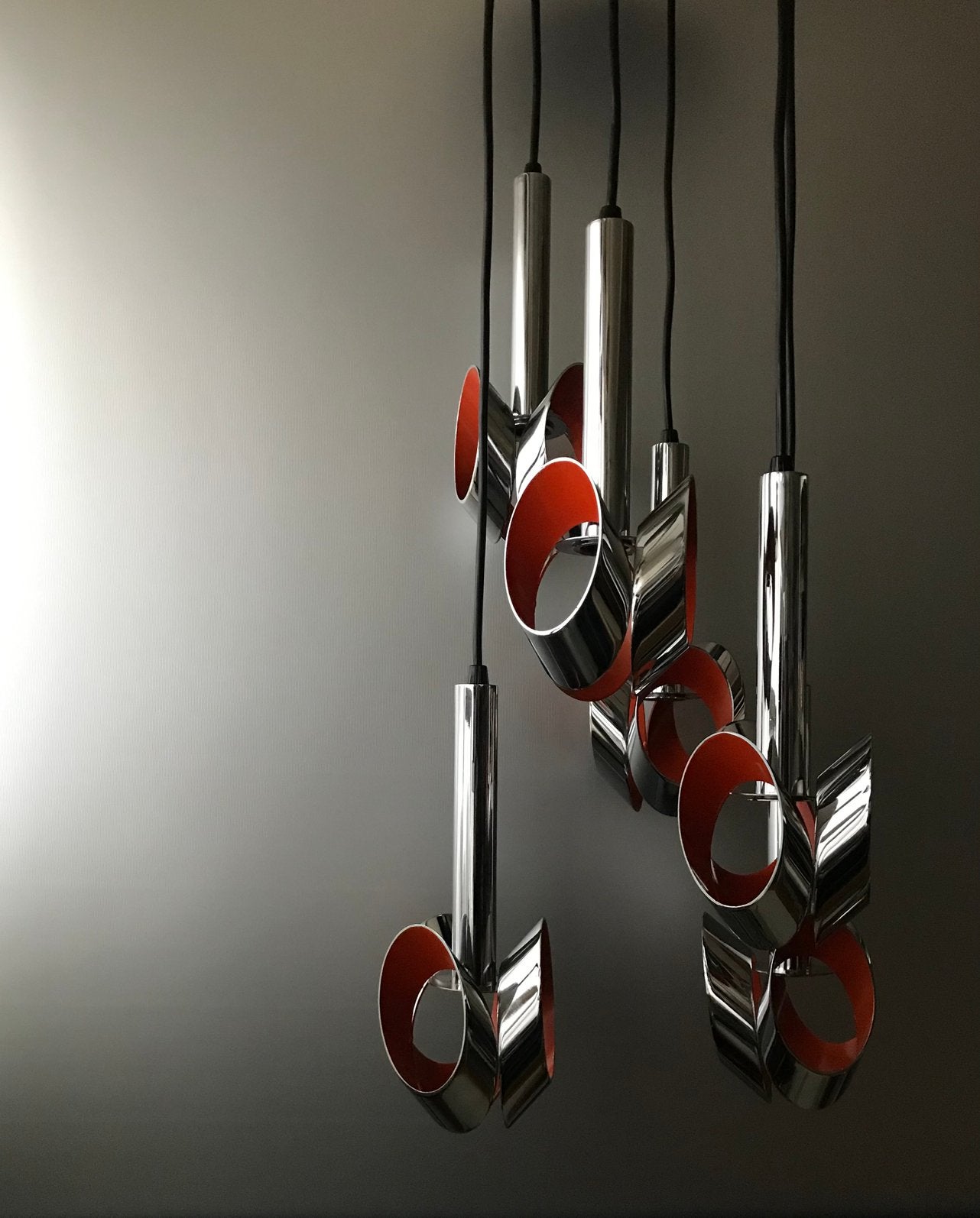 Massive cascade 70s hanging lamp silence of the lamps, Gebruikt, Mid century modern vintage design, E14 (klein), Ophalen of Verzenden
