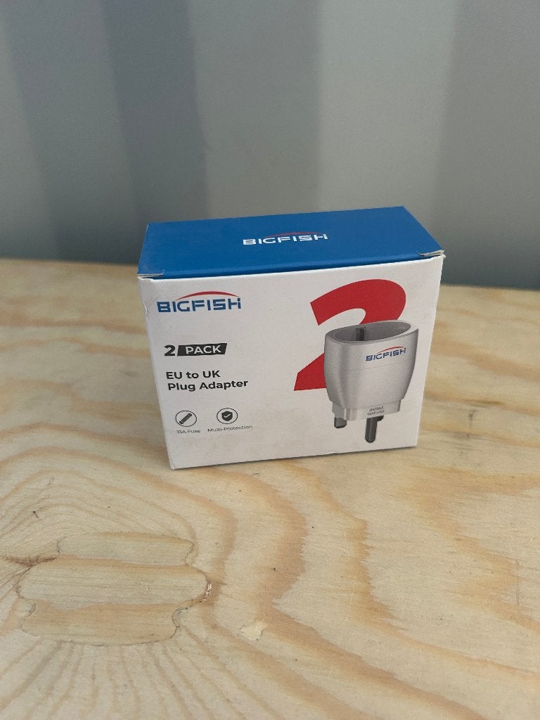 BIGFISH EU naar UK Stekkeradapter – 2 Stuks met 13A Zekering, ., Nieuw, Ophalen of Verzenden, .