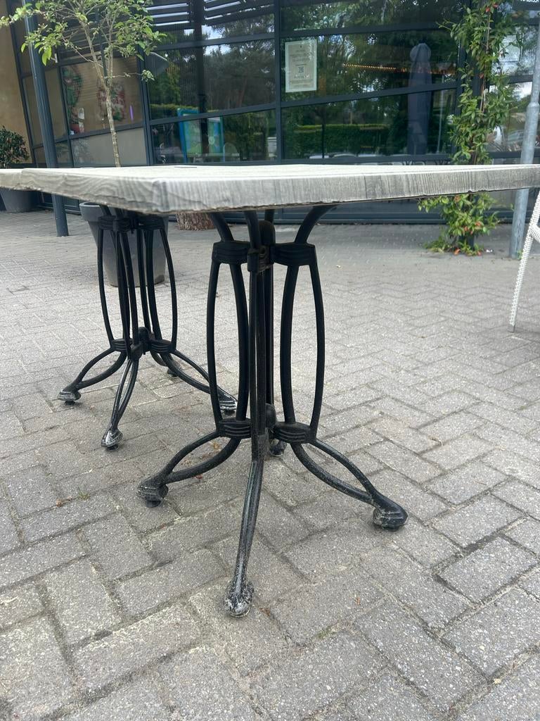 Terras tafel blad 70x70cm met metalen 4-poot kruis, Ophalen, Zo goed als nieuw, Vierkant, Metaal