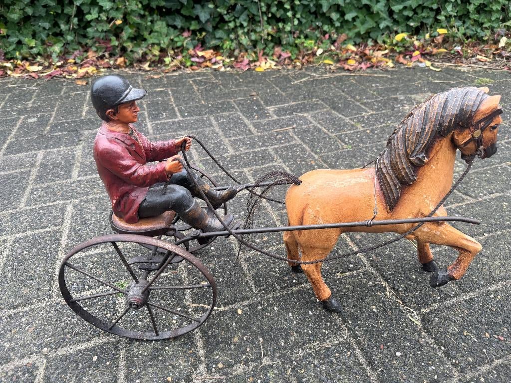 paard en kar met menner, Ophalen of Verzenden