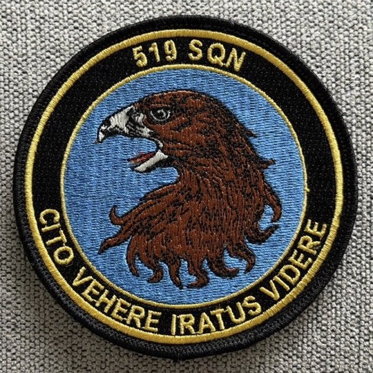 Patch RNLAF 519 SQN (misdruk, verkeerde tekst), Verzenden, Luchtmacht, Nederland, Embleem of Badge