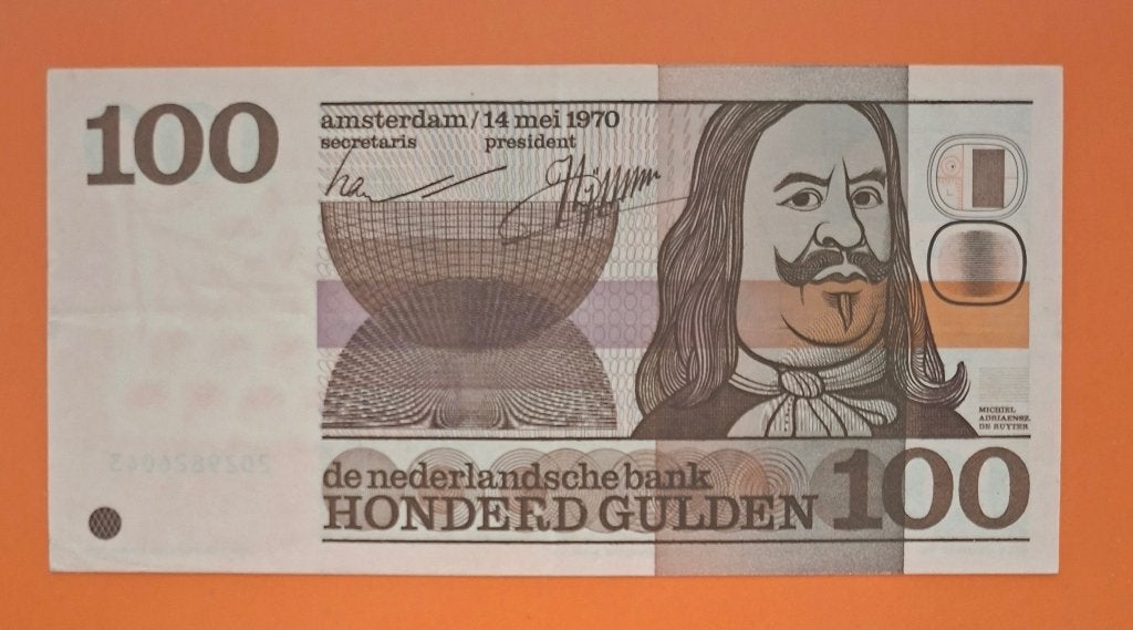 Bankbiljet 100 gulden 1970 Michiel de Ruyter, cat. PL103.a, Verzenden, 100 gulden, Los biljet
