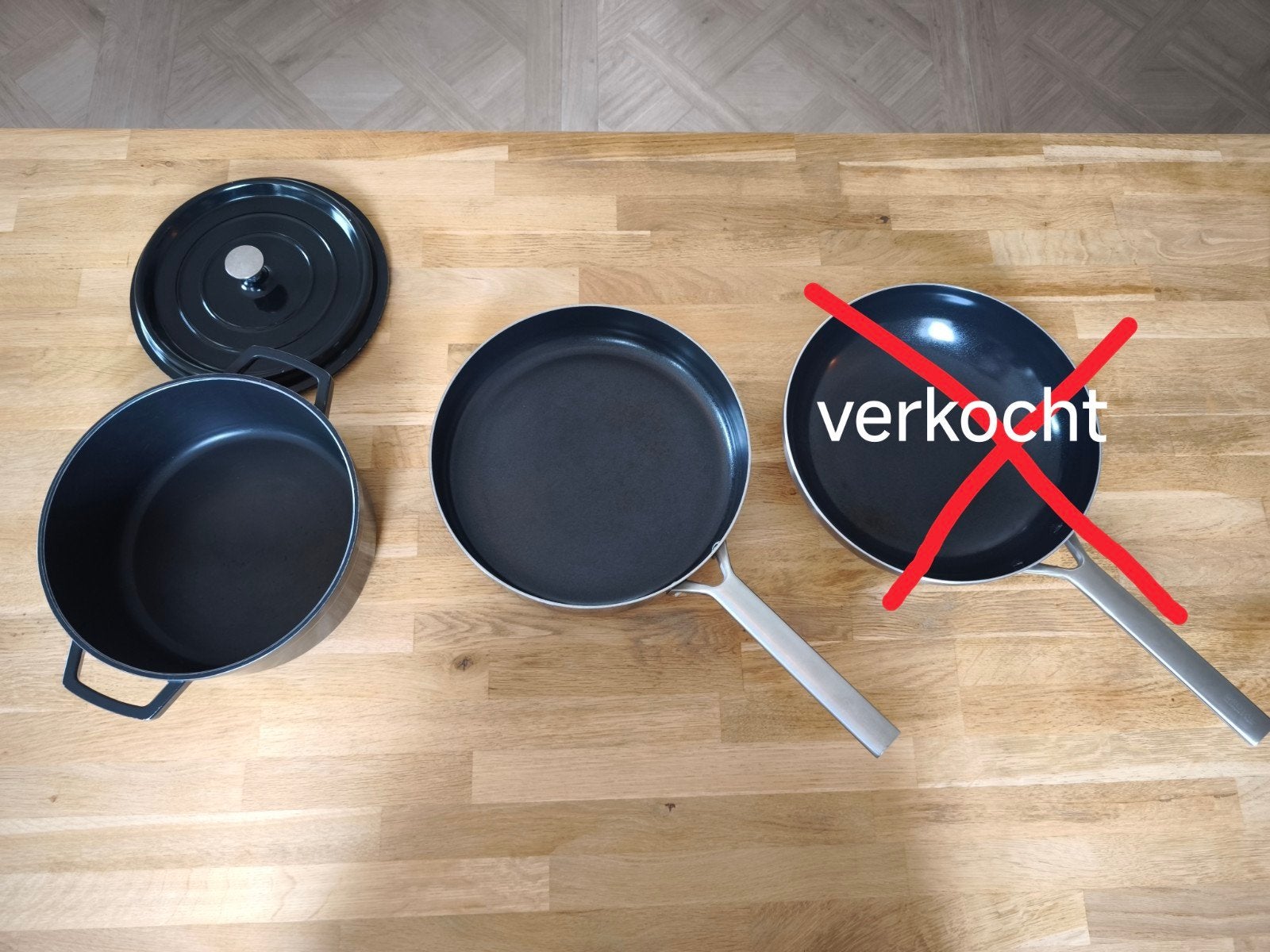 Hapjespan en braadpan ROYAL van Kempen & Begeer & AH, Ophalen, Gebruikt, Gietijzer, Pannenset