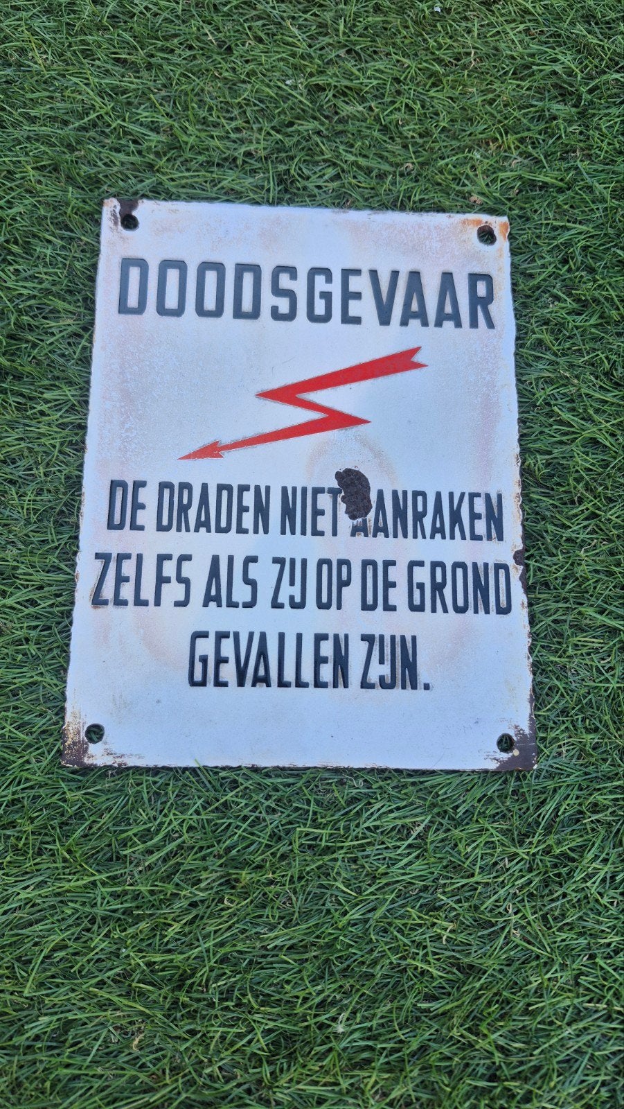 Vintage Doodsgevaar Emaille Bord - Oude Waarschuwing, Antiek en Kunst, Antiek | Emaille, Ophalen of Verzenden