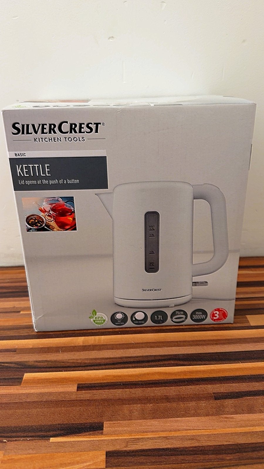 Silvercrest Basic Waterkoker 1.7L - Nieuw in doos, Witgoed en Apparatuur, Waterkokers, 1 tot 2 liter, Ophalen of Verzenden, Nieuw