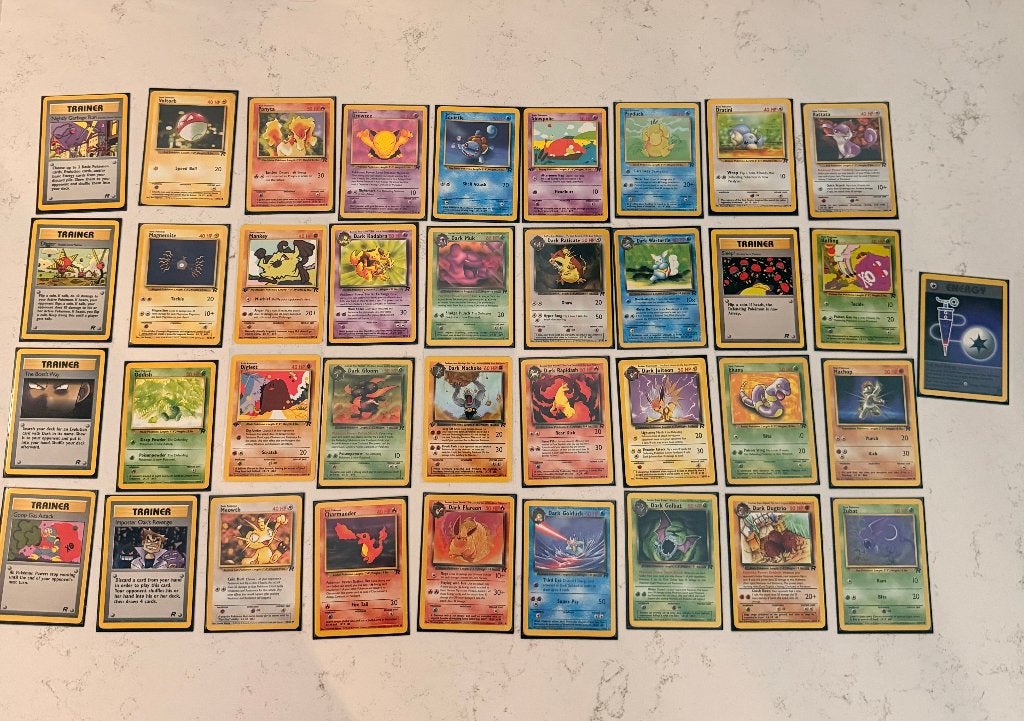 Mooie partij vintage Pokémon-kaarten uit de Team Rocket-set., Verzenden, Zo goed als nieuw, Meerdere kaarten
