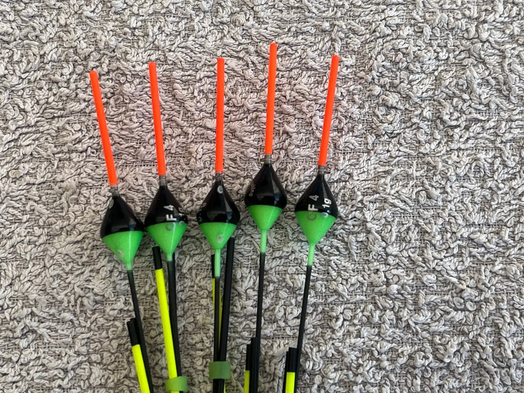adv 251 / NIEUW set 5 comnmercial dobbers CF 0,10gr, Watersport en Boten, Hengelsport | Witvissen, Ophalen of Verzenden, Nieuw