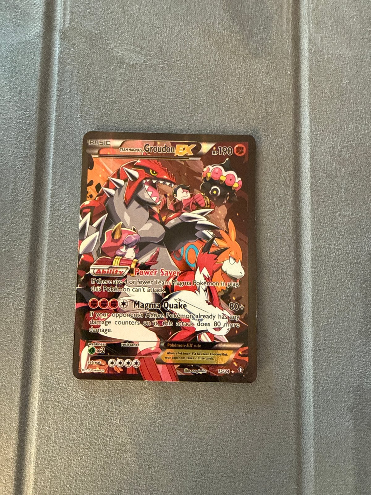 Pokémon Kaart: Team Magma's Groudon EX (Full Art), Ophalen of Verzenden, Gebruikt, Losse kaart