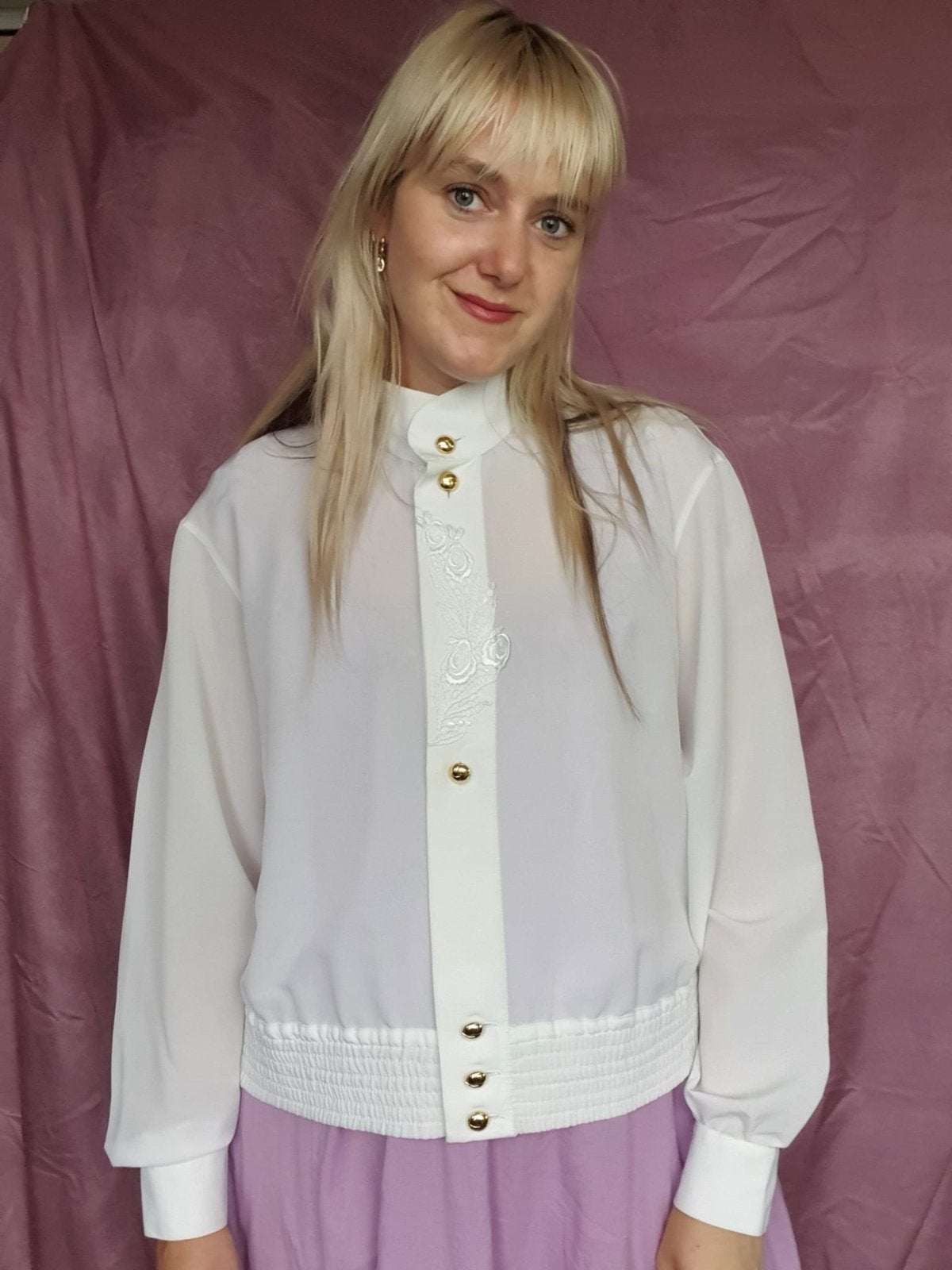 Vintage witte blouse - 40/L/large, Maat 38/40 (M), Hgv, Wit, Hgv