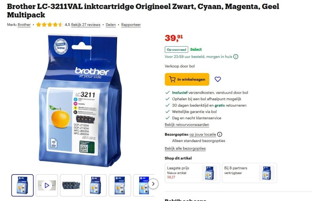 Brother LC3211 inktcardridge, Verzenden, Nieuw, Cartridge