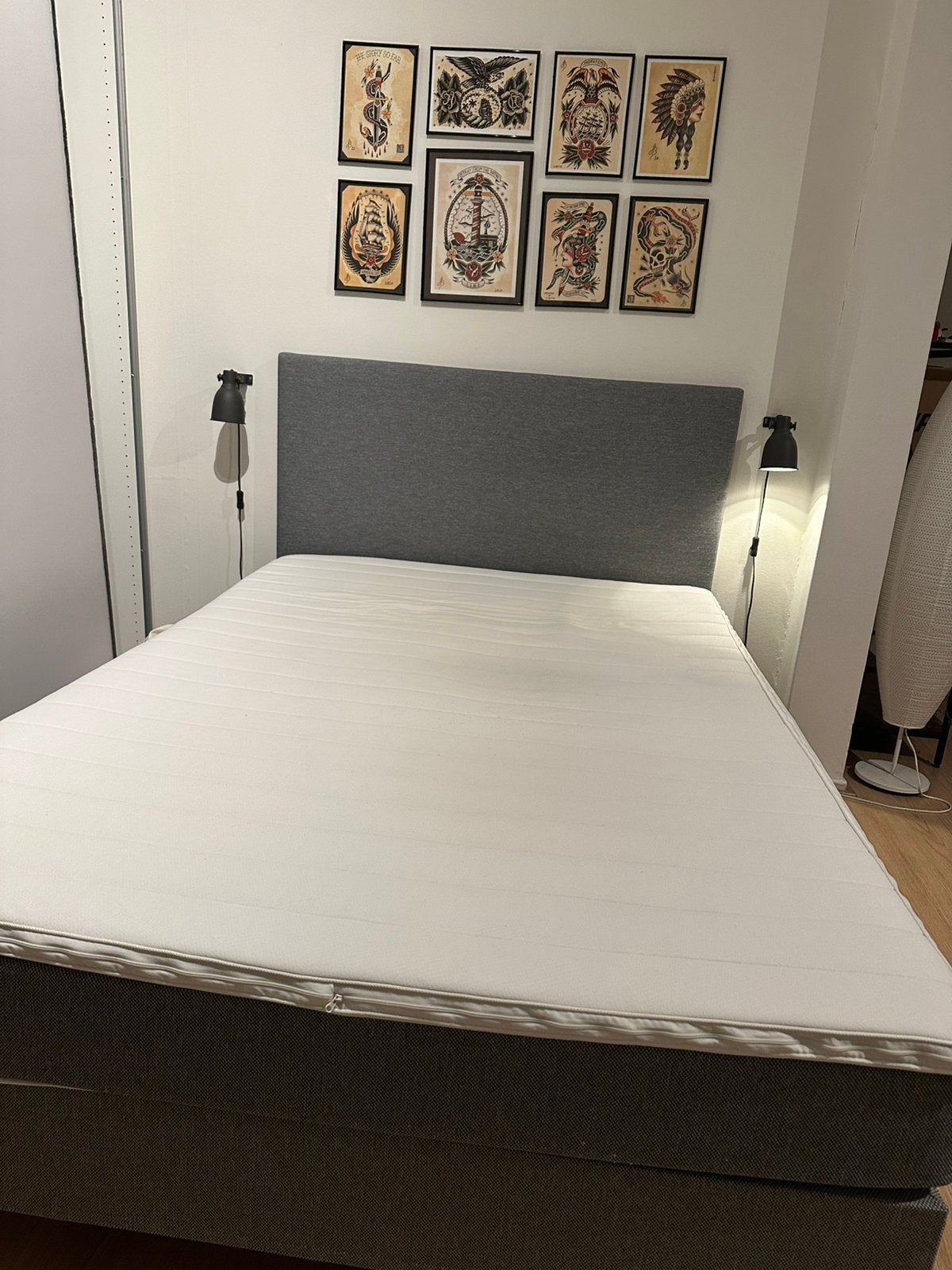 Boxspring 140x200 - + hoofdbord & topper - goede staat, Ophalen, Gebruikt, 140 cm, Twijfelaar