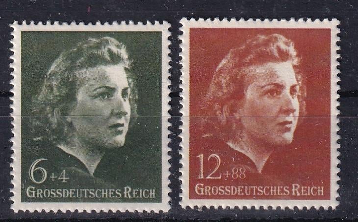 D66) 1945 2x niet uitg zegels Reich Eva Braun MNH geen gar, Verzenden, Duitse Keizerrijk, Postfris