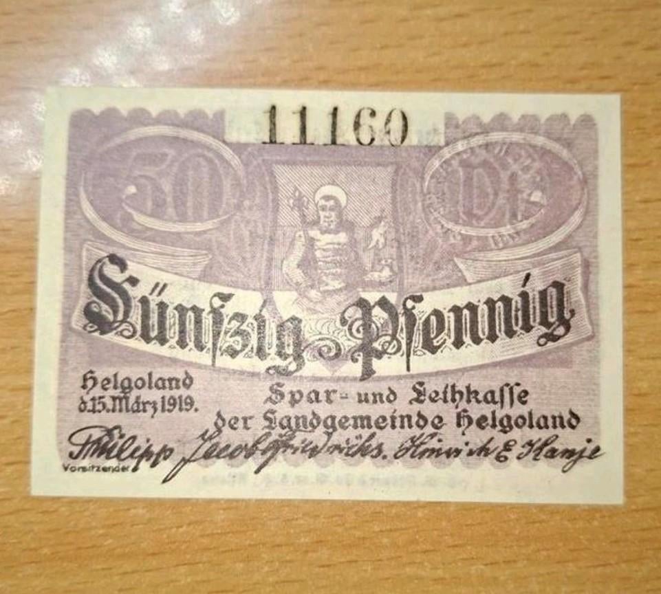 Duits Notgeld Helgoland Noodgeld, Ophalen of Verzenden, Duitsland