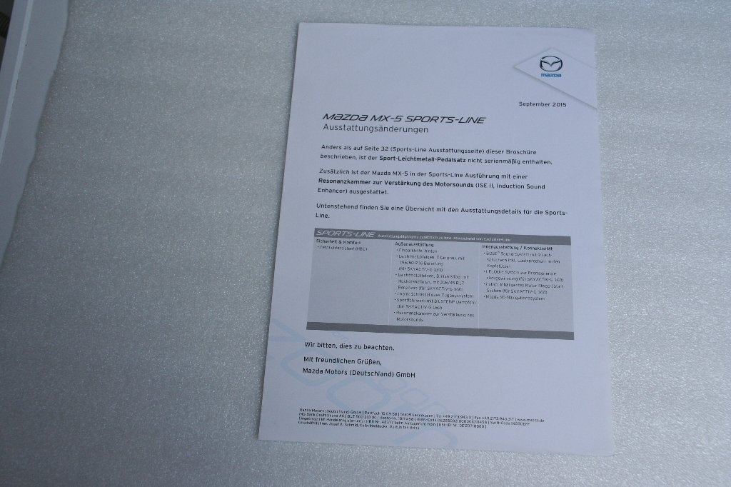 Folder / flyer Mazda MX-5 Sports-Line (09-2015) (54), Boeken, Ophalen of Verzenden, Nieuw, Mazda
