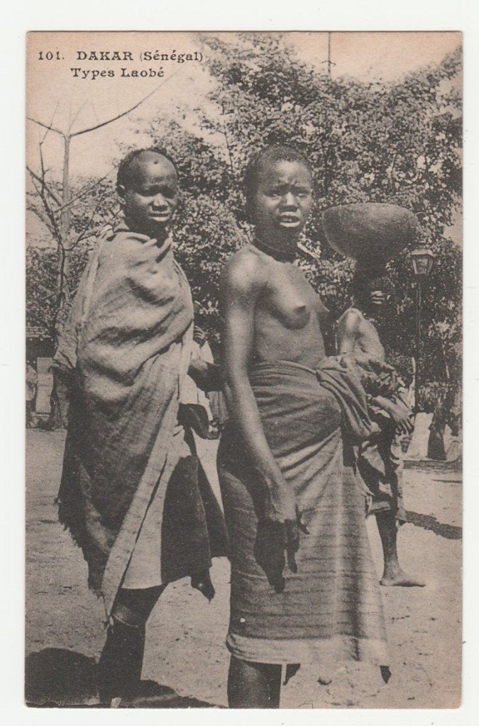 Vrouwen, half naakt uit Dakar (Sénégal). Types Laobé., Verzenden, Voor 1920, Ongelopen, Overige thema's