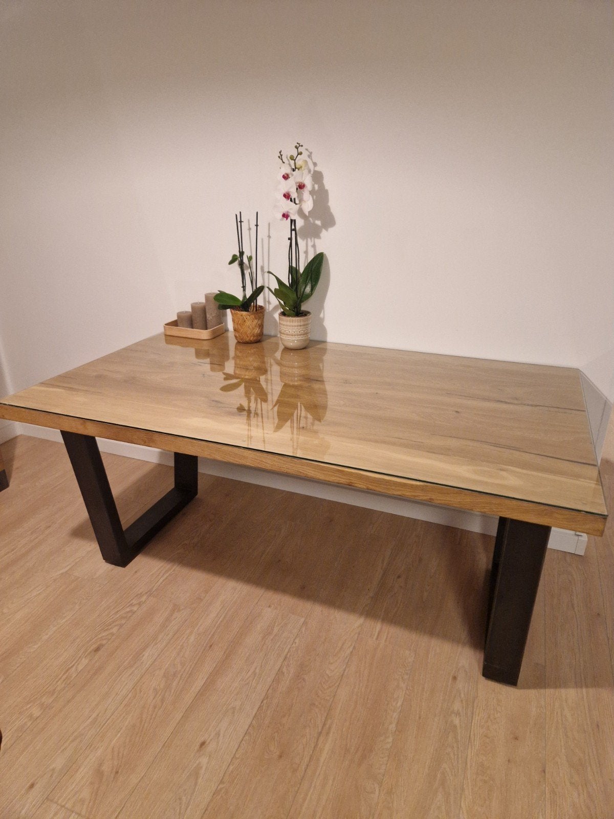 Henders en Hazel eettafel met glazen blad, Ophalen, Glas, Zo goed als nieuw, Modern
