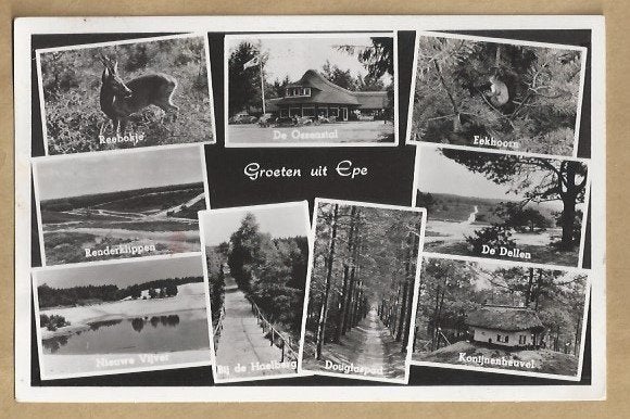 Oude ansichtkaart Groeten uit Epe - Diverse beelden, Ophalen of Verzenden, 1940 tot 1960, Gelopen, Gelderland