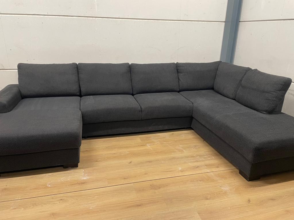 Grote U-vormige hoekbank Donkergrijze stof - GEREINIGD!!!, Huis en Inrichting, Ophalen, Luxe, Hoekbank, 300 cm of meer
