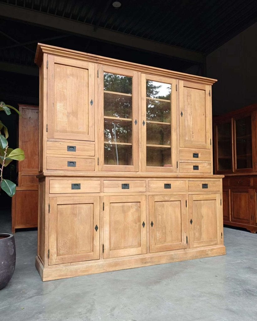 Mooie teakhouten voorraadkast | Buffetkast teak #6099, Gebruikt, Met deur(en), -, 200 cm of meer