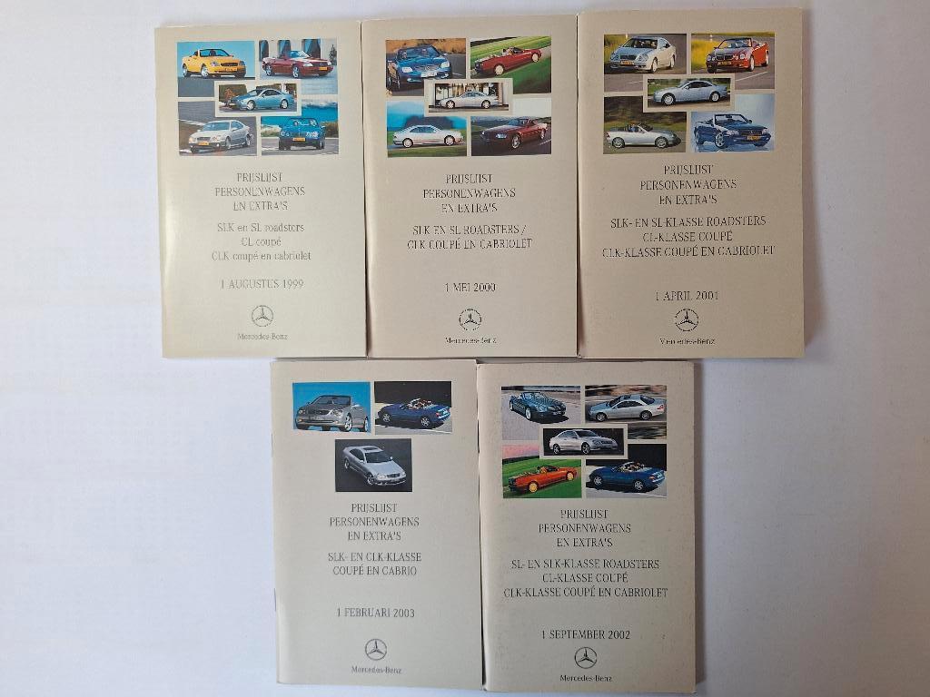 5 prijslijsten Mercedes Benz roadsters coupes cabriolets, Boeken, Ophalen of Verzenden, Gelezen, Mercedes
