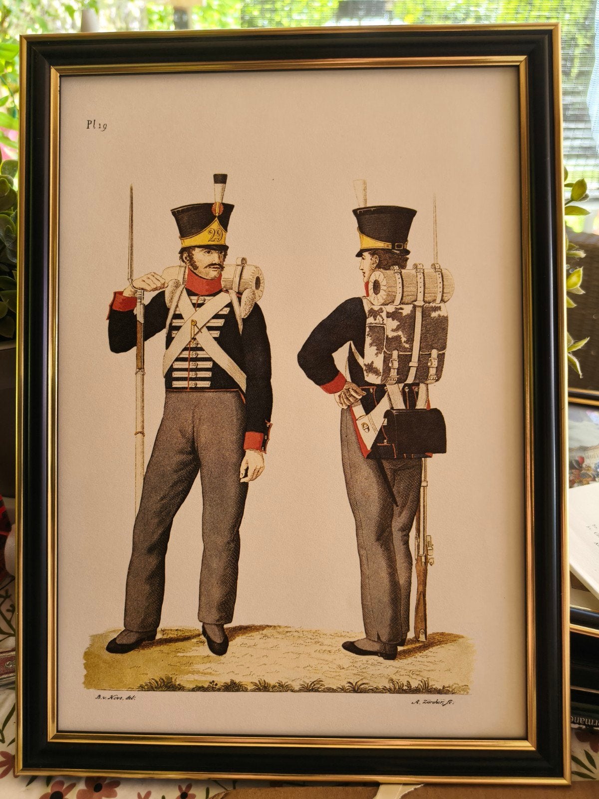 Antieke militaire prent, ingelijst, Antiek en Kunst, Kunst | Tekeningen en Foto's, Ophalen of Verzenden, Prent, Ingelijst