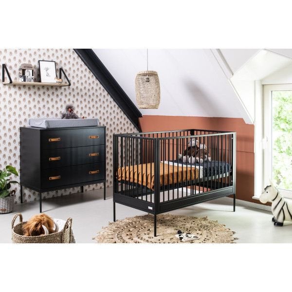 Ledikant Coming Kids Bliss 60 x 120 - Zwart, Ophalen, Nieuw, Minder dan 140 cm, Minder dan 70 cm