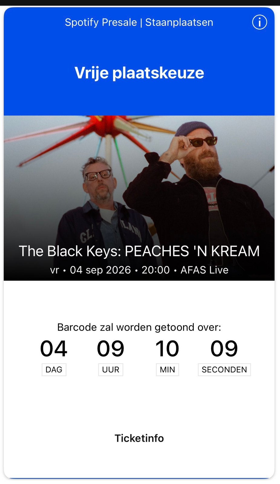 Black keys PEACHES ‘N KREAM tour 1 kaartje, Tickets en Kaartjes, Eén persoon, Juli
