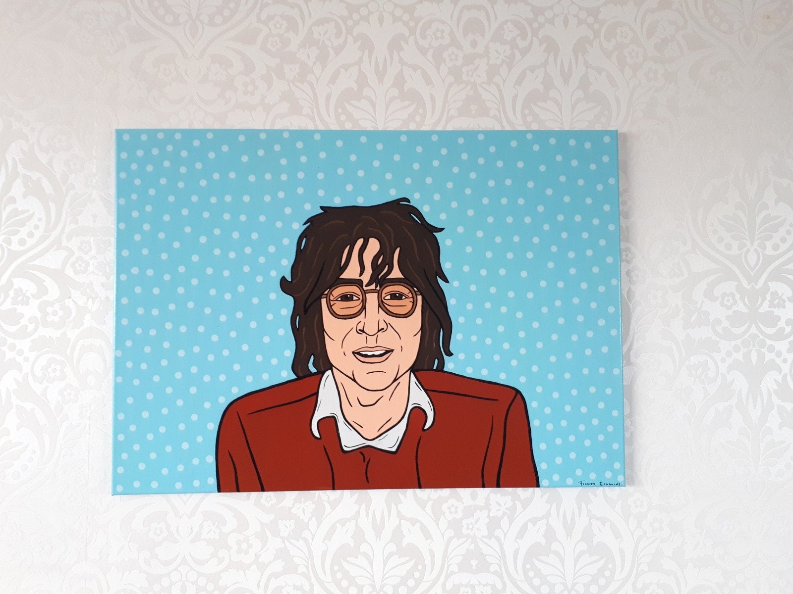 handgeschilderd The Beatles John Lennon schilderij 50x70, Ophalen of Verzenden, Handgeschilderd, Acrylverf, Muziek