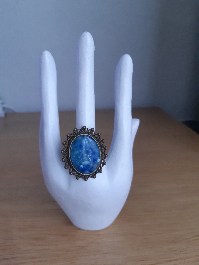 Ring, Sieraden, Tassen en Uiterlijk, Ringen, Overige materialen, Blauw, 19 tot 20, Nieuw