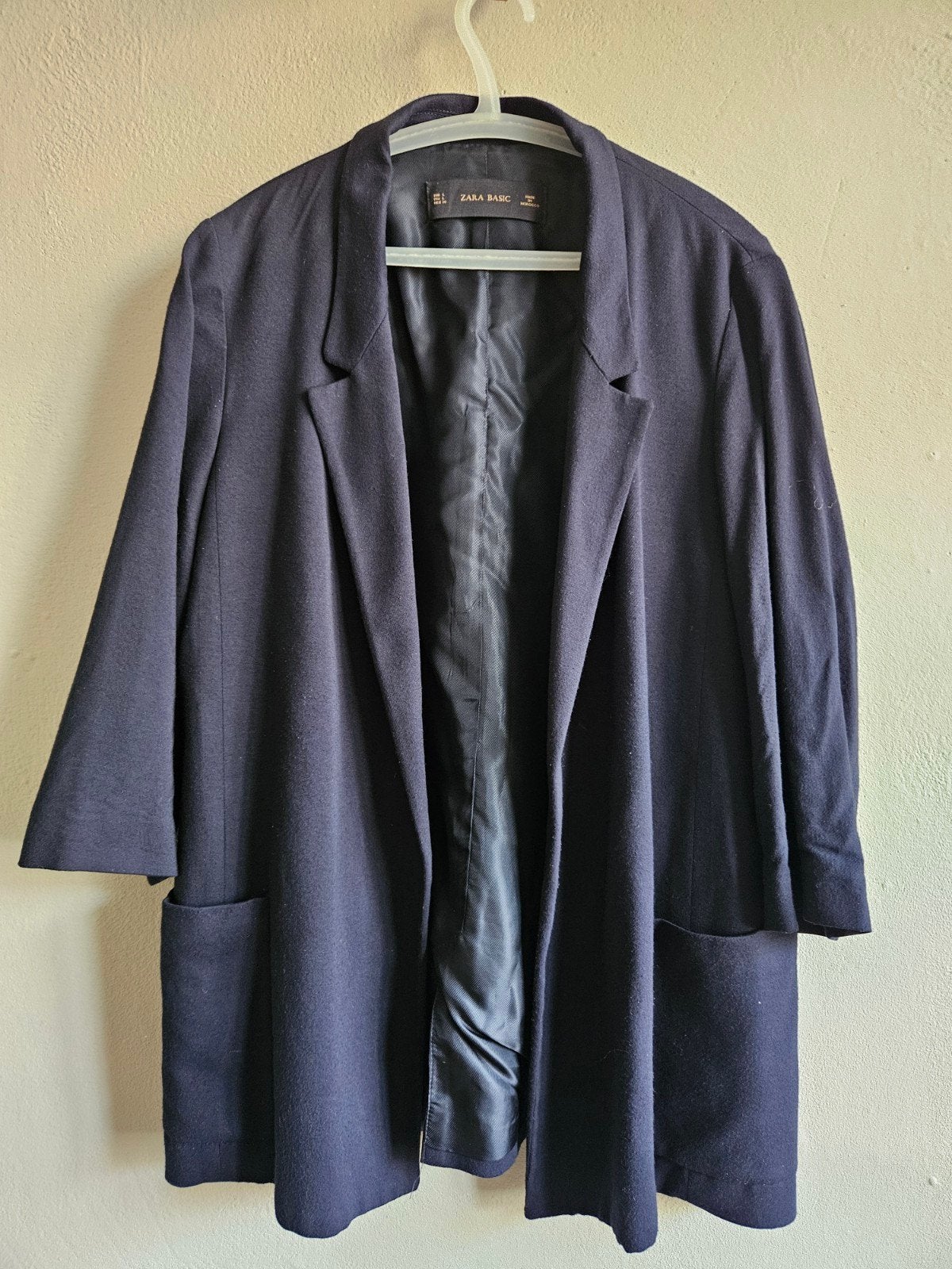 Zara Basic donkerblauwe lange blazer/jas, maat L, Kleding | Dames, Blauw, Maat 42/44 (L), Ophalen of Verzenden, Zo goed als nieuw