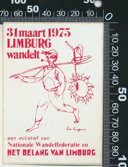 Sticker: Limburg Wandelt 1975 - Nationale Wandelfederatie, Verzenden, Zo goed als nieuw, Bedrijf of Vereniging