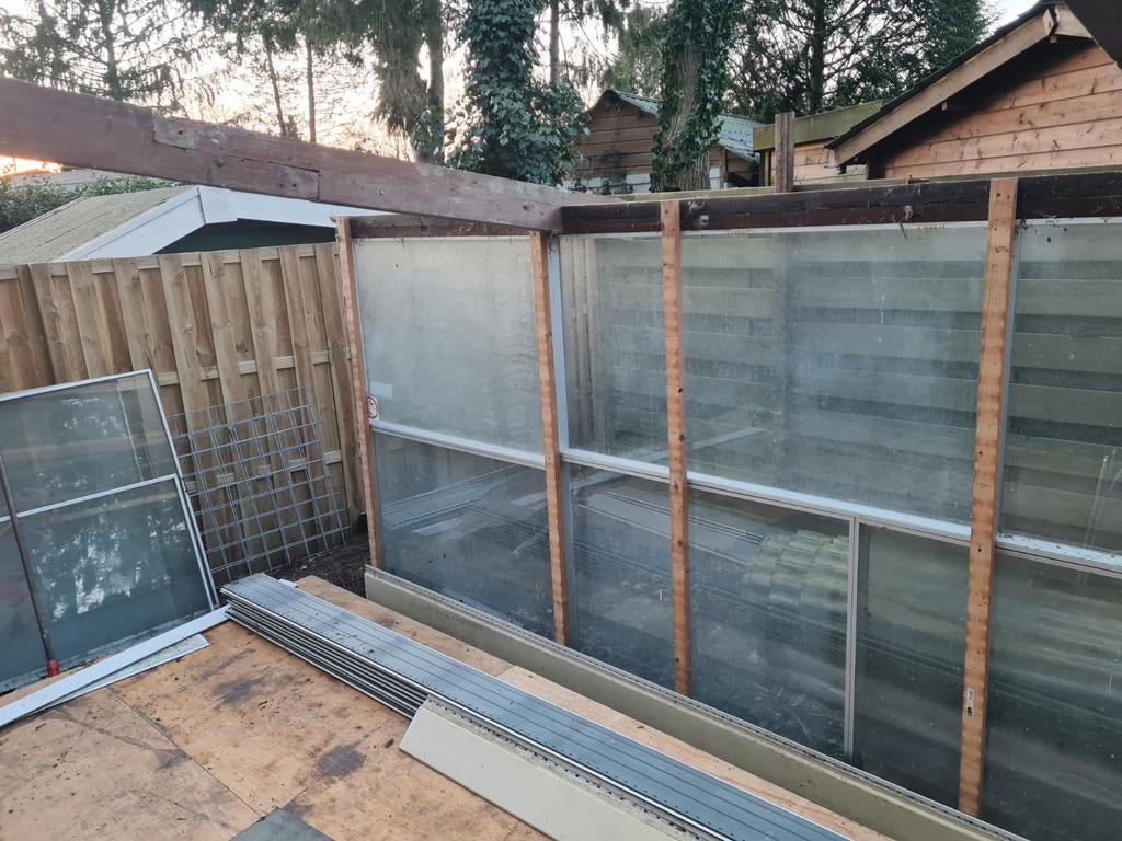 Glazen aluminium afscheidingswand / kas/ raamkozijn /serre, Ophalen, Gebruikt, Overige typen, 160 cm of meer